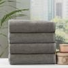 4pc Renee Taylor Cobblestone 650gsm Cotton Ribbed Towel Bath Towel Platinum