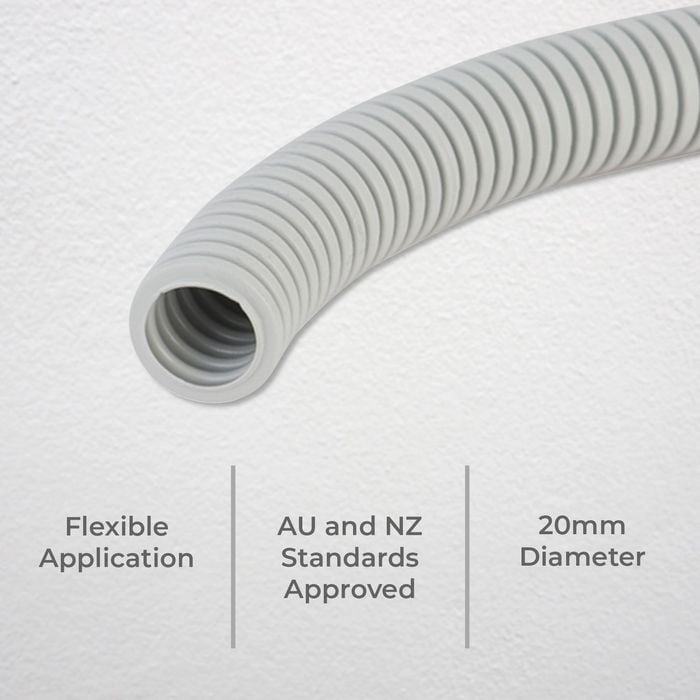 Deta 20mm x 10m Medium Duty Corrugated Conduit - 20mm