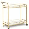 Gold Bar Cart with Mirrored Shelves and Wine Holders for Kitchen and Dining Room