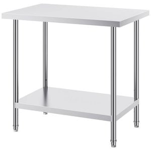Vevor 610x914x864mm Stainless Steel Work Table Silver for Restaurant Home Hotel