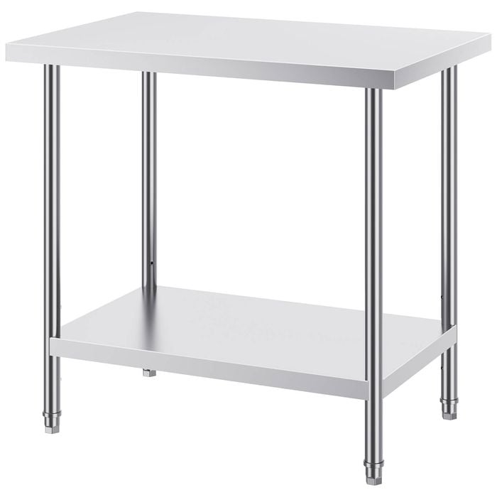 Vevor 610x914x864mm Stainless Steel Work Table Silver for Restaurant Home Hotel