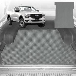 6D Diamond Ute Tub Mat for Ford Ranger Super Cab 2022-Current (with Spary On Liner or No Liner) - Grey