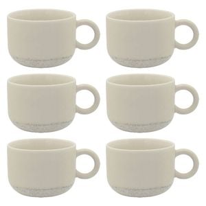 6PK Ecology Stoneware Kitchenware Hull Drinking Mug Cup 370ml/14cm Ecru