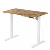 Ufurniture Standing Desk Electric Height Adjustable Whole Piece Walnut Desktop and White Frame 100cm