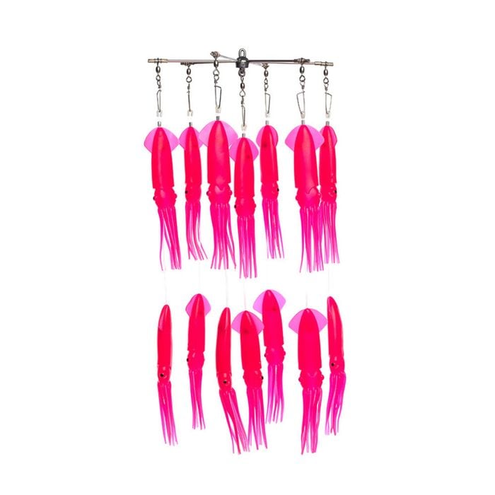 12 Eschi Rigged Stile Green Machine Per Tonno E Marlin - Colore Rosa/Bianco - Custom Tackle