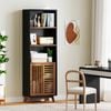 Costway 5-tier Bookshelf Display Cabinet W/sliding Doors Wood Storage Bookcase