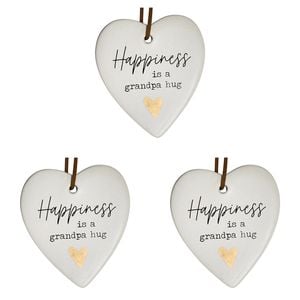 3x Ceramic Hanging 8x9cm Heart Grandpa Hug w/Hanger Ornament Home Room Decor
