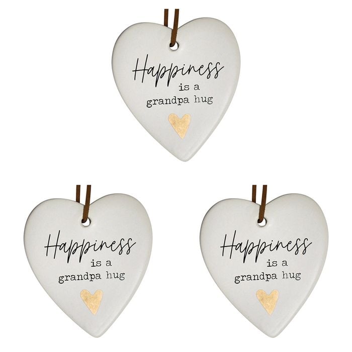 3x Ceramic Hanging 8x9cm Heart Grandpa Hug w/Hanger Ornament Home Room Decor
