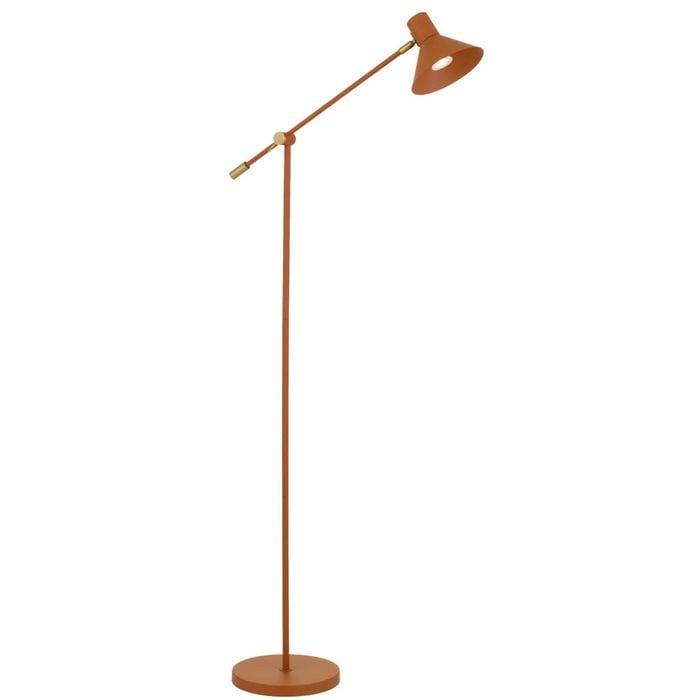 Telbix Olav Modern Standing Floor Lamp Light Metal Orange Satin