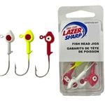 10 Pack of 1/4oz Size 2/0 Eagle Claw Lazer Sharp Fish Head Jigs-Assorted Colours