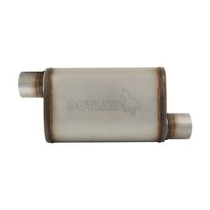Outlaw T-409 Stainless Steel Straight Through Muffler, Single 2-1/2" Inlet/Outlet, Offset/Offset