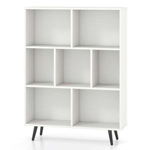 Costway 7-cube Bookcase W/4 Metal Leg 2 Anti-tip Kit Display Bookshelf