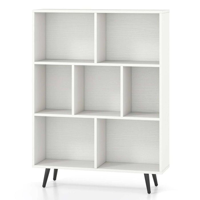 Costway 7-cube Bookcase W/4 Metal Leg 2 Anti-tip Kit Display Bookshelf