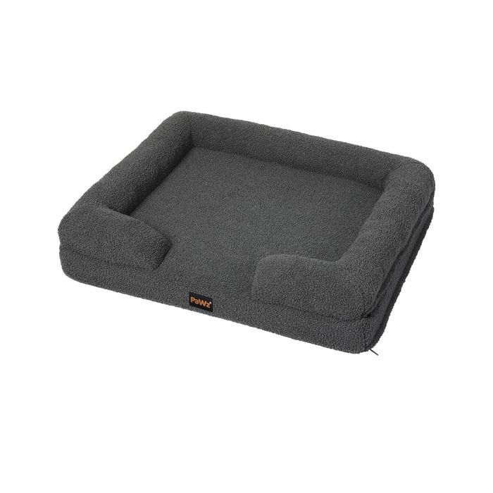 Pawz Dog Bed Teddy Fleece Sofa Medium Grey