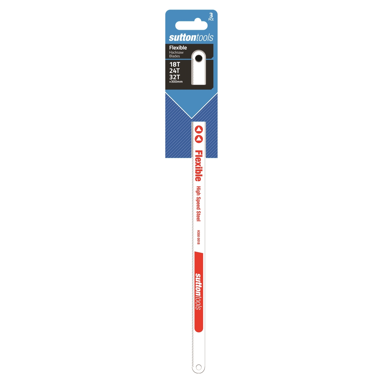 Sutton Tools 300mm 18/24/32 TPI Flexible Hacksaw Blade Combo - 3 Pack product image