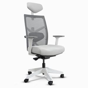 Desky Elite Ergonomic Chair - White / Grey / Headrest