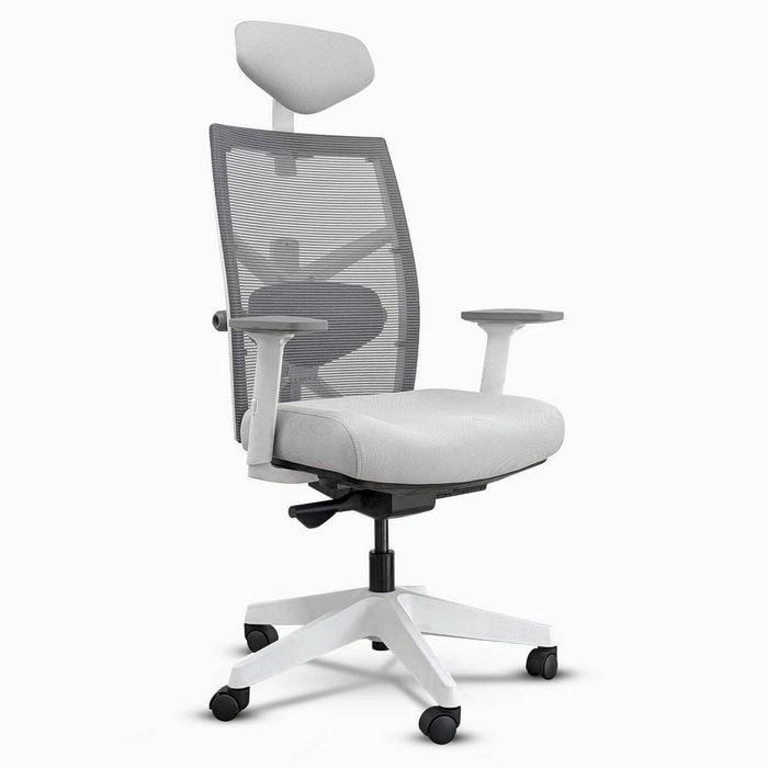Desky Elite Ergonomic Chair - White / Grey / Headrest