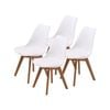 La Bella 4 Set White Retro Dining Cafe Chair Padded Seat
