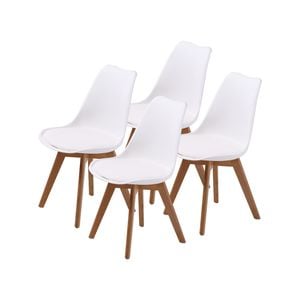 La Bella 4 Set White Retro Dining Cafe Chair Padded Seat