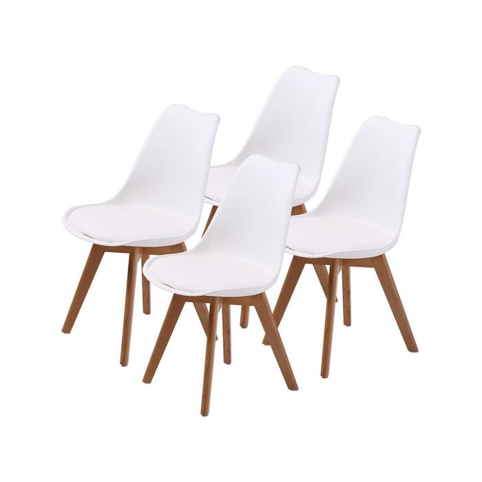 La Bella 4 Set White Retro Dining Cafe Chair Padded Seat