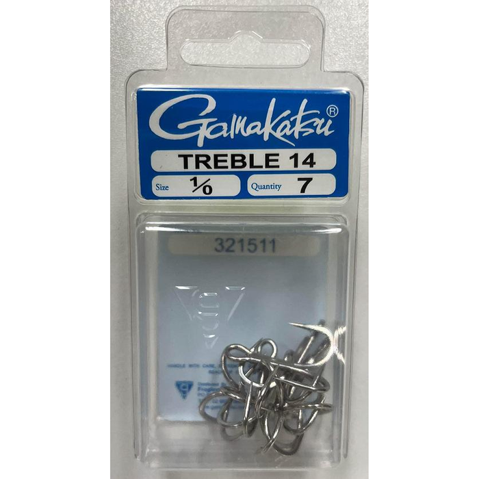Gamakatsu 14 Treble Fishing Hook 1/0 7pk