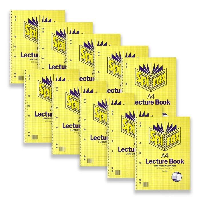 10pc Spirax 598 A4 Lecture Book Spiral Notebook Writing Stationery 140-pages