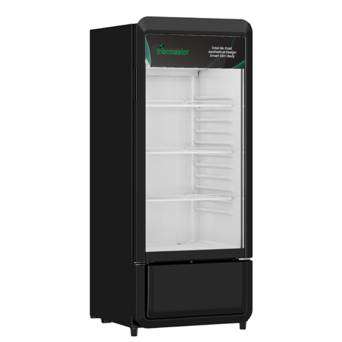Thermaster Black 178L Upright Glass Door Beverage Fridge
