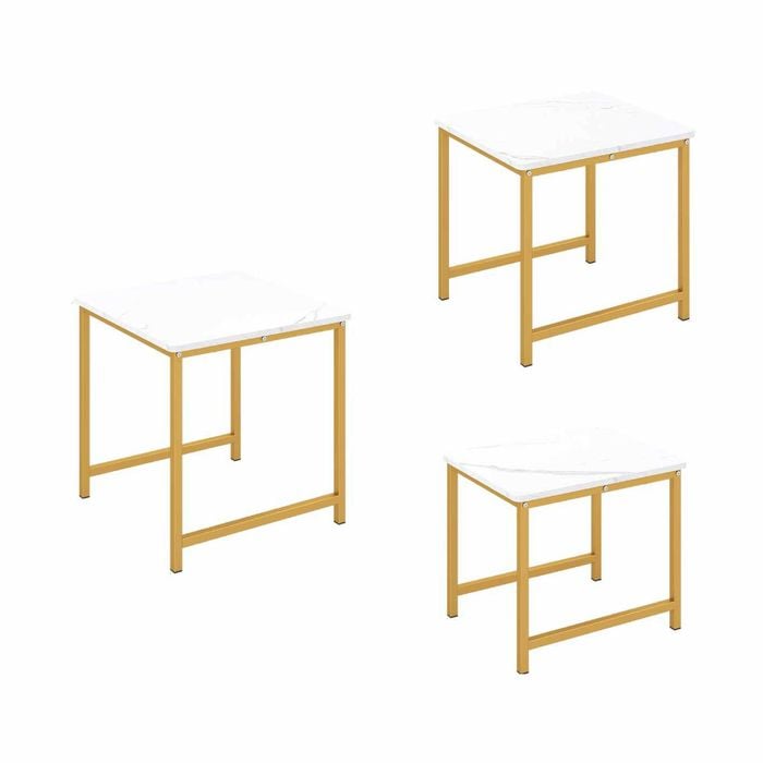Costway Coffee Tables 3 Modern Side End Metal Mid Century White