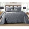 Bloomington 100% Cotton Cover Lightly Quilted Coverlet Set Royale Charcoal Queen