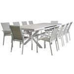 FurnitureOkay Marina-Mosman 11-Piece Ceramic Outdoor Extendable Dining Setting - White