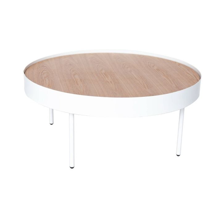 SK Designer Living | Lunar Round Coffee Table - White & Natural
