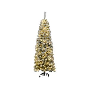 Costway Snow Flocked Prelit Christmas Tree 1.8M Artificial Xmas Full Tree 250LEDs