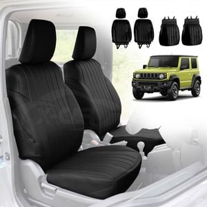 Front Seat Covers for Suzuki Jimny 3-Door 2018-Onwards Black Premium Vintage PU Leather Interior