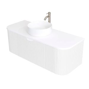 CIBO 1200mm White Ripple Luxe Vanity With Solid Surface Top & White Basin