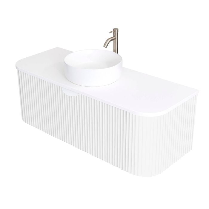 CIBO 1200mm White Ripple Luxe Vanity With Solid Surface Top & White Basin