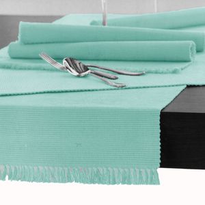 Hoydu Cotton Ribbed Table Runner 45cm x 150cm - Light Turquoise