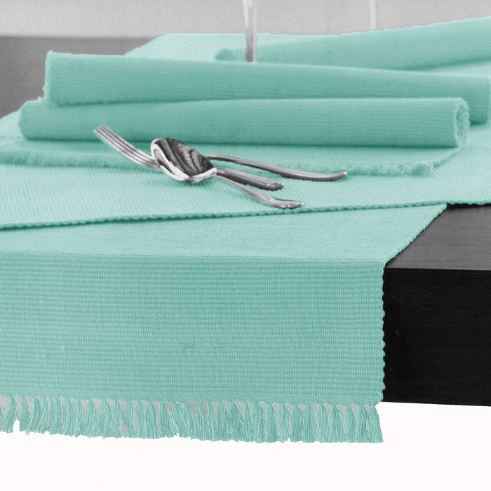 Hoydu Cotton Ribbed Table Runner 45cm x 150cm - Light Turquoise