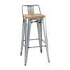 Bolero Bistro Backrest High Stools Wooden Seat Pad Galvanised Steel 4 Pack