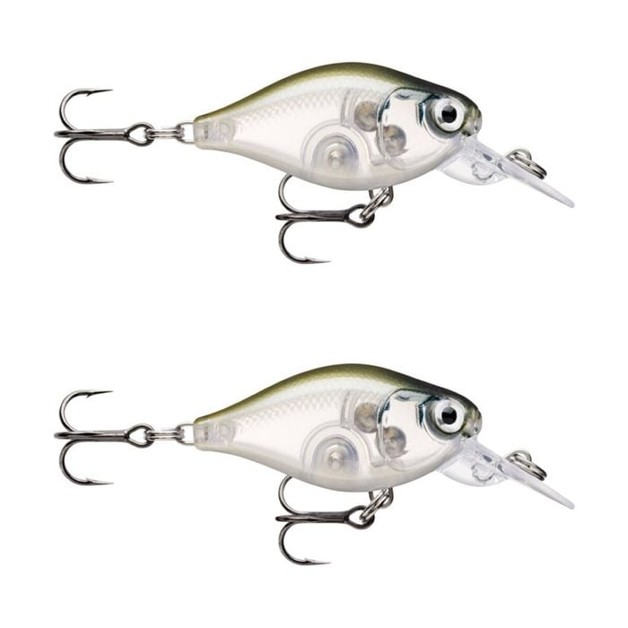 2x Rapala 3.5cm X Light Crank Mid Run Crankbait Fishing Lures - Ghost Shinner