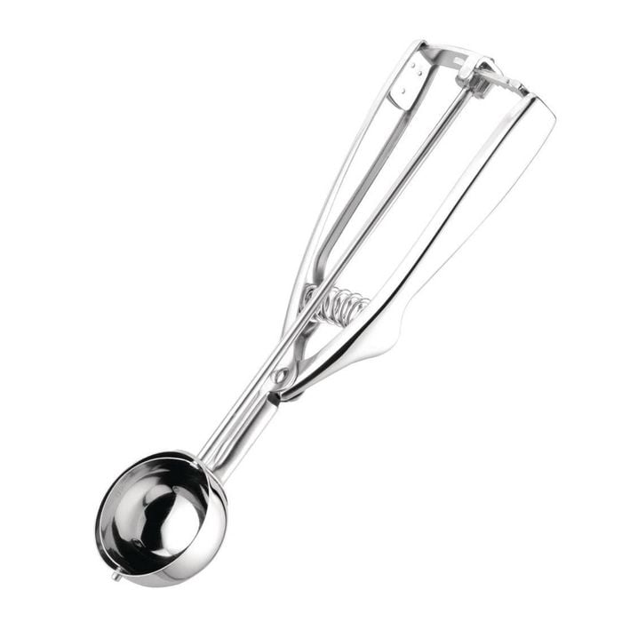 Vogue Stainless Steel Portioner Scoop Spring Loaded Handle Size 40 25ml 46mm Commercial Kitchen Food Prep