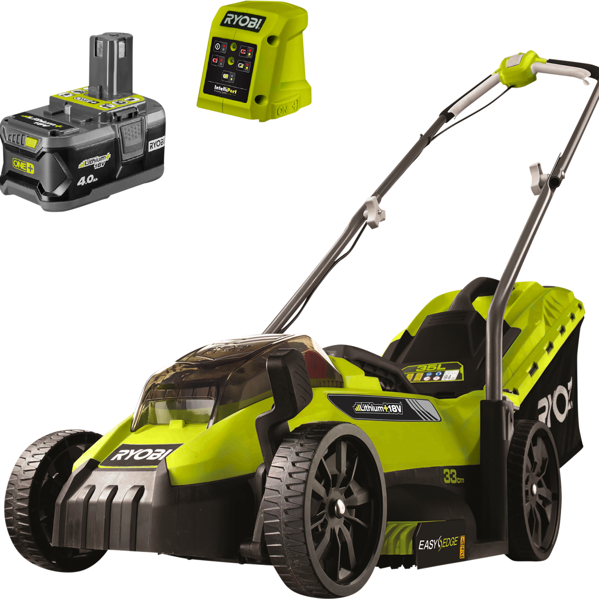 Ryobi 18V ONE+ 33cm Cordless Lawn Mower Kit RLM18X33S40