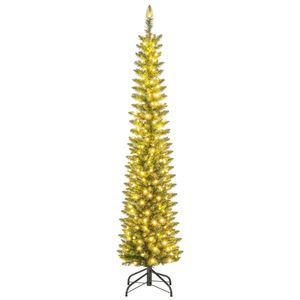 Costway 1.8M Artificial Christmas Tree Pre-lit Pencil Xmas Tree w/390 Tips Home Office Party