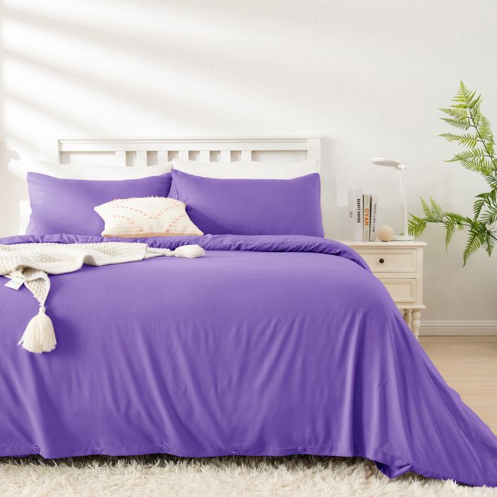 LINENOVA 2000TC Bamboo Blend Quilt Cover Set - Double,Purple