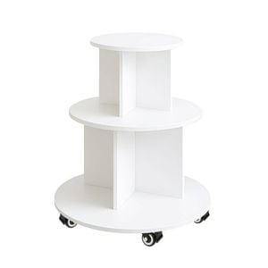 Lauft Rotating 3-Tier Display Shelf Round Organizer Rack Lockable Wheels