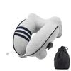 Catzon Inflatable Travel Neck Pillow Washable with Bag for Kids-Light Grey