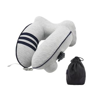 Catzon Inflatable Travel Neck Pillow Washable with Bag for Kids-Light Grey