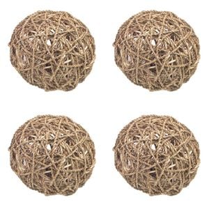 4PK Rosewood 15cm Seagrass Chew/Gnaw Activity Rabbit/Ferret Pet Fun Ball L Natural