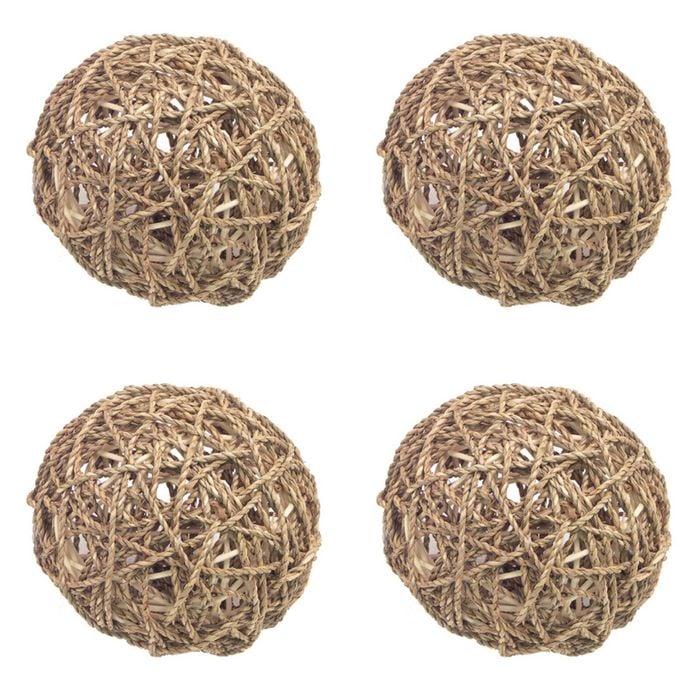 4PK Rosewood 15cm Seagrass Chew/Gnaw Activity Rabbit/Ferret Pet Fun Ball L Natural