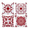 Catzon 4 Pcs Modern Throw Pillow Covers Geometric Flower Pattern for Couch
