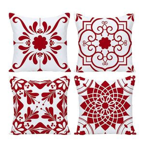 Catzon 4 Pcs Modern Throw Pillow Covers Geometric Flower Pattern for Couch